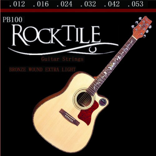 Cordes Rocktile pour Guitare Western Light Set 10x - Cordes avec Ball Ends - Épaisseurs : .012, .016, .024, .032, .042, .053