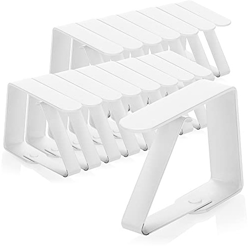 com-four® 16x Mollette per tovaglie Premium - Ganci per tovaglie in Acciaio Inossidabile Verniciato Bianco - fermatovaglia per Interni ed Esterni