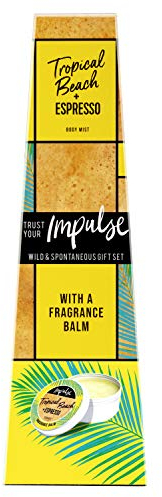 Impulse Wild and Spontane Duft Geschenkset mit tropischem Strand und Expresso Body Mist und Balsam