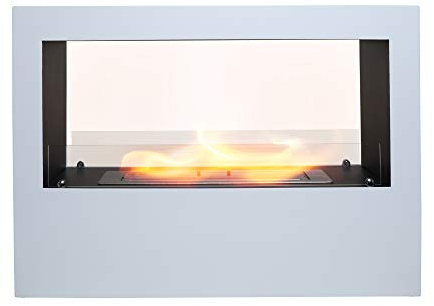 Moritz Bio Ethanol Kamin 100 cm x 30 cm x 70 cm weiß 60 cm 3,5 Liter Edestahlbrenner Deko Kamin Bio-Ethanolkamin Gelkamin Raumteiler