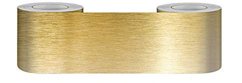 Bordure de papier peint Frise Murale Adhesive Bordure Papier Peint Frise Autocollante pour Cuisine Salle de Bains Chambre Décoration Murale Doré brossé 5cm X 500cm