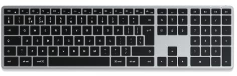 Satechi Slim X3 Bluetooth Backlit Keyboard with Numeric Keypad for Mac, Illuminated Keys & Multi-Device Sync, for Macbook Air/Pro M4, iPad Air/Pro M4, iPad, Mac Mini, iMac - Space Grey