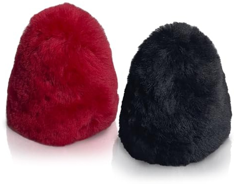 JOUNJIP Dual Wool Buffer Replacement Covers (Red & Black) - Handmade 100% Lambswool Polisher Bonnets - for 2.5 x 3.5 Inch Shoe Polisher Buffing Cones