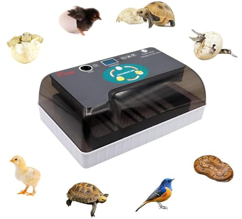 ATLION 12 Egg Incubator Tortoise Egg Incubator Reptile Hatcher Thermostatic Tortoise Brooder with Auto Egg Turner Visible Lid Digital LED Display(12 eggs)