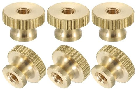 QUARKZMAN Dadi a Farfalla Scanalati, 6pz M4 x D12mm x H8mm Foro Passante Testa Alta Ottone con Colletto Testa Alta Foro Passante Elementi Fissaggio Pomelli Rotondi per Parti Stampanti 3D