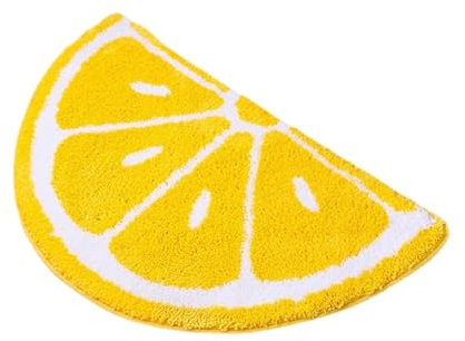 SSDH Badezimmer Teppichböden Bad Nicht -Slip Schlafzimmer Samt Teppich Niedliche Kirsche Wassermelonenteppich Wasserabsorption und Ausrutscher für Badezimmer Badewanne Eingang Türkissen (Gelb, S)