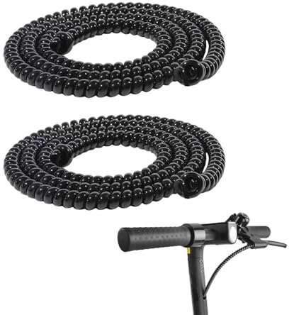 DHWEKU 2 Stücke 100cm Scooter Kabelschutz Spiral Kabelschlauch Kabelschlauch Kabelspirale Kabelschutzschlauch Flexibler Spiralschlauch Kabelorganisation E-Scooter Zubehör Schwarz