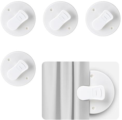 4 Stück Duschvorhang Clips 2 Zoll Schutz Spritzschutz Clips Selbstklebende Duschvorhang Clips Winddichte Schutz Clips Klammern Weiß Duschvorhang Zum Halten Duschvorhang Vorhang Cleveres Zubehör (4)