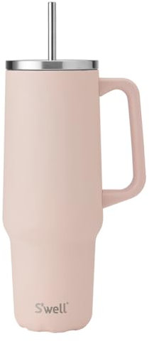 S'well Tumbler XL, Gobelet Réutilisable avec Paille, Bouteille en Acier Inoxydable Triple épaisseur, Conserve les Boissons chaudes pendant 50h et froides pendant 10h, 1180ml, Sel de l'Himalaya