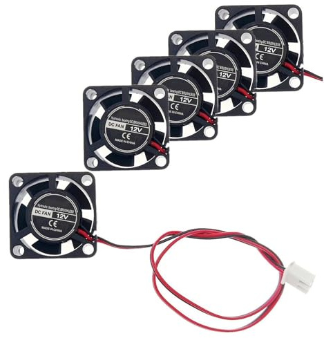 JZK 5pcs 25mm 2 pines 12V mini ventilador de enfriamiento silencioso con cables, 2510, 25x10mm, ventilador miniatura DC sin escobillas con cojinete hidráulico para placa de desarrollo