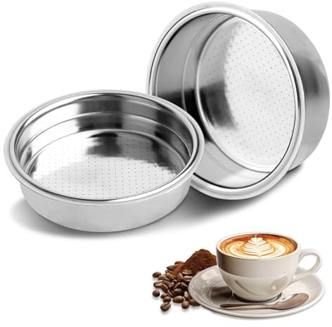 Cesta de Filtro de Café Yingtop 2 Piezas 51mm 1 y 2 Tazas Filtro de Café de Acero Inoxidable Canasta de Filtro Presurizado de Doble Capa Cesta de Filtrado de Café Reutilizable Compatible La Mayoría