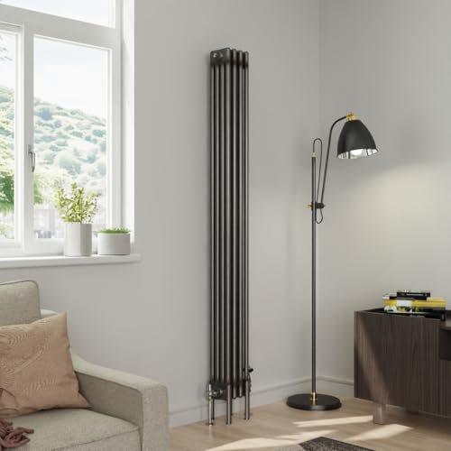 Warmehaus 1800x200mm Raw Metal Traditional Vertical Radiator 4 Column Column Cast Iron Style Panel Radiator Central Heating