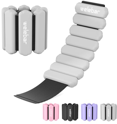 Welebar Justerbara handledsvikter för kvinnor, set med 2 (0,5 kg vardera) bärbara ankelvikter i silikon för löpning, yoga, fitnessträning, aerobics, pilates