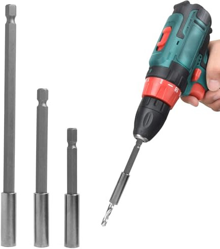 3PCS 6,35MM Portabrocas Magnéticos para Destornilladores, 75/100/150mm, Vástago Hexagonal Extensión, Soporte de Extensión de Puntas Magnéticas, Compatible para Tornillos, Tuerca y Taladros