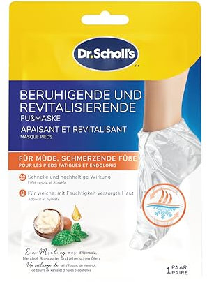 Dr. Scholl's Beruhigende und Revitalisierende Fußmaske für müde, schmerzende Füße, feuchtigkeitsspendende Socken, Entspannend, macht die Haut weich mit Epsom-Salz, Menthol, Sheabutter und Lavendel