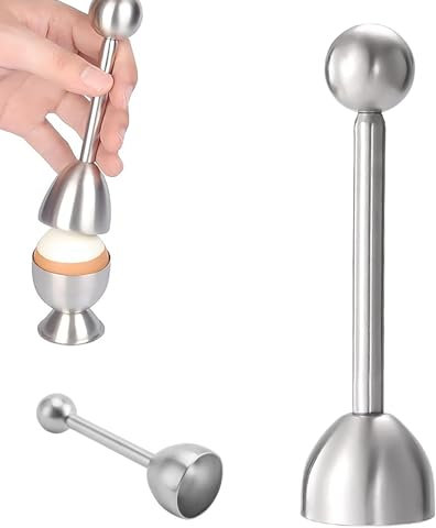 Coupe Oeuf, Toqueur Ouvre Oeuf à la Coque en Acier Inoxydable, Coupe Œuf Dur, Ouvre-Œuf à Mécanisme Vibrant, Outil de Cuisine Élégant pour Ouvrir Œufs durs et à la Coque, Facile à Utiliser