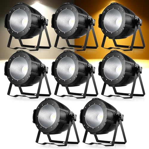 Erreyht 8PCS 100W COB LED Par Spotlight, Cold White/Warm White Stage Light with DMX512/Master-Slave, Strobe Effect for DJ, Disco, Photography, Birthday Party, Wedding