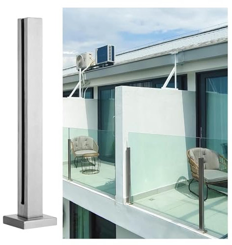 Poste de balaustrada de vidrio de acero inoxidable con clips de ranura para balcón, piscina, escalera, valla, café profundo, 82 cm de altura