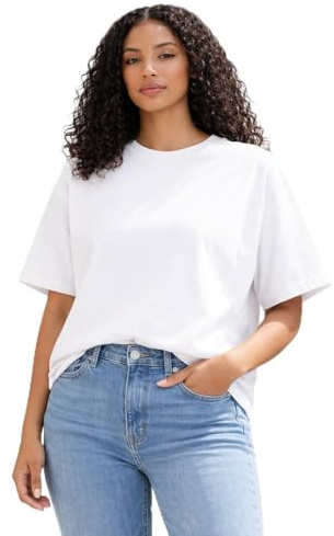 Stone Kids T-Shirt Femme Uni - Coupe Oversize Col Rond, Manches Courtes - 100% Coton, Confort Optimale, Tissu Respirant, Tailles XS-XL