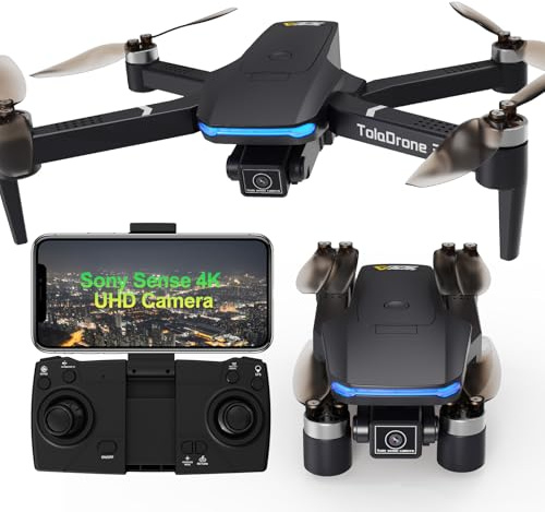 Toladrone Drone con Fotocamera 4K UHD per Adulti, Droni GPS con Motore Brushless, Trasmissione in Tempo Reale 5G, Seguimi, Ritorno Automatico, Drone per Principianti TD31GPS