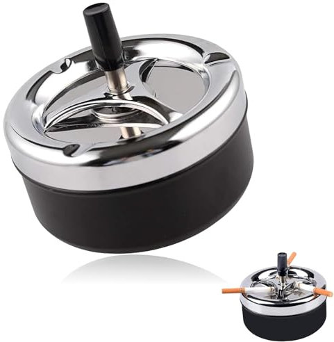 Mit Drehbarer Abdeckung Aschenbecher,Aschenbecher FüR Draussen,Modern Drehaschenbecher,Winddicht Aschenbecher Outdoor,Aschenbecher Mit Deckel,Geeignet FüR Home-Office-Balkon-Party Im Freien