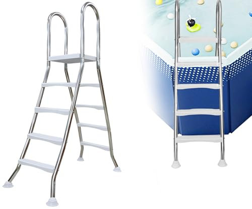 Scala per Piscina in Acciaio Inox di Alta qualità, Gradini per Piscina Resistenti, Scala per Piscina a 4 Gradini con Gradini Bifacciali Resistenti, Carico di 250 kg