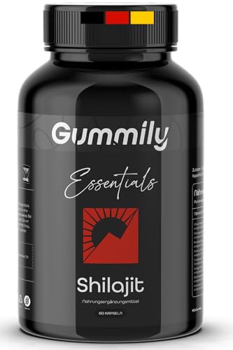 Capsules Shilajit Véganes – Complexe Naturel avec 7 Nutriments & Extraits Végétaux – Salajeet, Mumijo – 60 Gélules – Gummily﻿