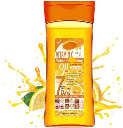 Vitamin C Body Oils for Women, Essential Oils for Skin with SPF30&Night Repair,Brightening Anti-Aging Face&Firming Body Oil for Dry Skin,Dark Spots,Uneven Tone&Wrinkles,Glow Oils Body Care,200ml