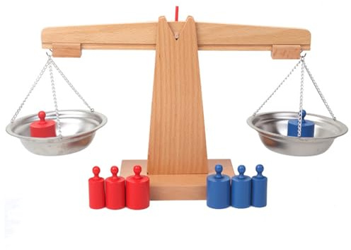 Math Balance Scale For Kids, Balance Scale for Kids Natrual Wooden Educational Colorful Teaching Interactive Math Toy for Classroom Project Aids