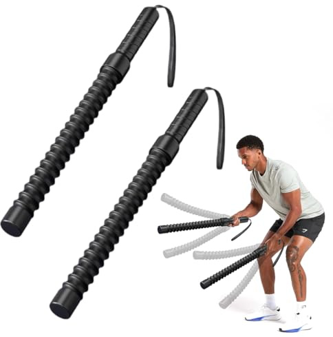 Air Rope, lot de 2 cordes d'entraînement sans fil lestées | Noyau en acier robuste, peu encombrant et facile à transporter, sans fixation, poignées antidérapantes en silicone