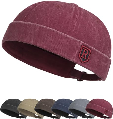Unisexe Coton Docker Cap Casquette sans Visiere Homme Femme Bonnet Casquette sans Visière Homme Femme Bonnet de Docker Coton Rétro Hat Cuffed Brimless Hat de Marin