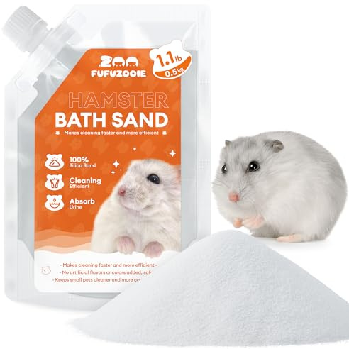 FUFUZOOIE Natural Hamster Bath Sand, 18oz Low-Dust Sand or Potty Litter for Hamster, Gerbil, Syrian Mice and Small Pets （White）