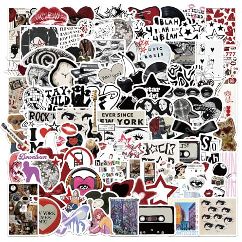 100 Pcs Autocollants Esthétiques Rétro Y2K, Stickers Scrapbooking, Stickers Kindle, Décalcomanies Imperméables Amusantes, pour Bagages Album de Découpage Planche à Roulettes Guitare Bouteille d'eau