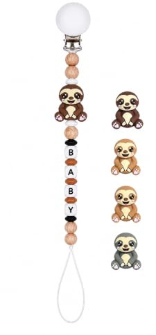 Baby nappkedja klämma, nappkedja 3D djur pärla nappband flickor och pojkar, klämmor för haklapp, triangulär halsduk, napp/barnvagn/babybär/bilstol, baby gåva (sengångare)