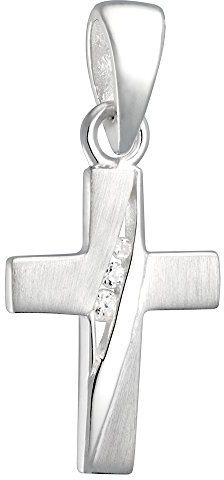 Vinani Damen Kreuz Anhänger aus 925 Sterling Silber Zirkonia weiß für Ketten AKKZ-EZ