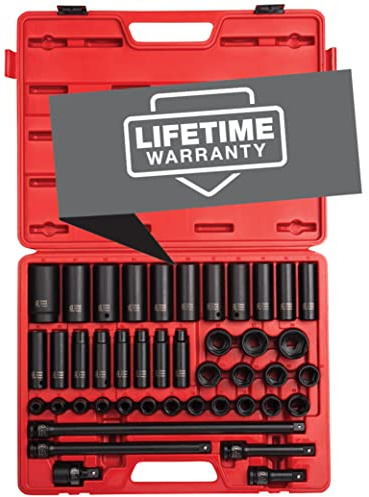 Sunex, 2569, Juego de llaves de impacto de 1/2 pulgada, 43 piezas, métricas, 9-30 mm, estándar/profundo, aleación de acero al cromo molibdeno, diseño de esquina radial, caja de almacenamiento