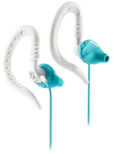 Yurbuds Focus 200 para mujer Auriculares deportivos de enganche tras la oreja resistentes al sudor con tecnología de fijación TwistLock y cables magnéticos Quick Clik sin enredos, compatible con Smartphones, tabletas y dispositivos MP3, colores agua y blanco