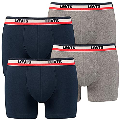 4 er Pack Levis Boxer Brief Boxershorts Men Herren Unterhose Pant Unterwäsche, Farbe:198 - Dress Blues, Bekleidungsgröße:L