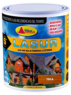 Promade - Lasur Protector Mate al Agua Maderas de Exterior - 4 L (Teka)