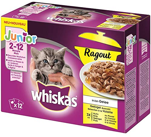 whiskas Multipack Junior Ragout Geflügelauswahl | 48x 85g Katzenfutter