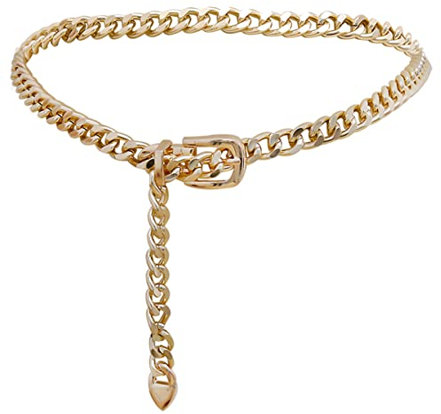 JKJF Metall Kettengürtel Damen Taille Gürtel Einstellbare Körperkette Für Party Hochzeit Alltagskleidung – Gold