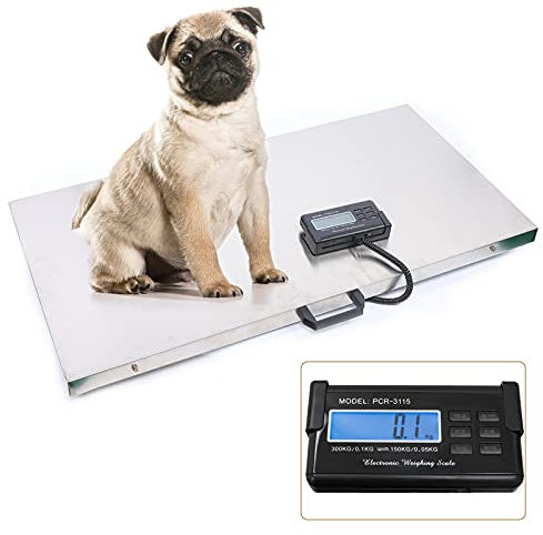 Waage für Babys und Haustiere, Babywaage mit LCD-Anzeige, 103 x 53 cm, mobile Plattformwaage, professionelle Industrie-LED, 300 kg ± 100
