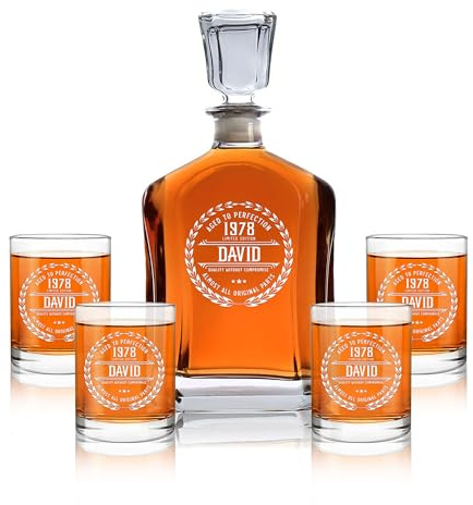 Personalized Whiskey Decanter - 4 Designs - Birthday Gifts for Men 2025, Dad, Husband, Him, Boyfriend - Men Whiskey Gifts - Personalized Gifts for Men - Bourbon, Scotch Gifts - Fathers Day Gift Ideas