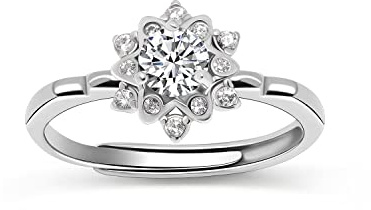 Bague de fiançailles en argent sterling avec zirconium pour femme Bague à diamant unique Bague d'anniversaire Solitaire CZ Bague à diamant simulé Taille 44-61.5 (Argent)