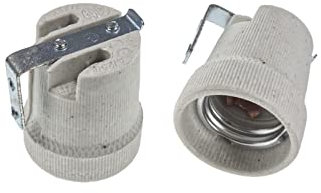 prometeo electronics Set 2 portalampade E27 In Ceramica porcellana con staffa metallica di fissaggio