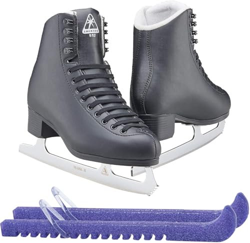 Jackson Ultima Classic JC552 Mens/Boys Figure Ice Skates, Medium Width, Mens Size 11 Bundle with Skate Guards