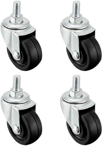 kippen 1609 x 3 – Juego de 4 ruedas de goma de 50 mm con perno roscado M10