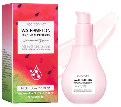 Fuktgivande ansiktsserum med vattenmelon och niacinamid för hudvård. Ansiktsserum med hyaluronsyra, vattenmelonsextrakt, lystergivande och återfuktande, naturligt glöd, hudserum