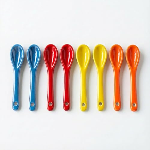 PTORIZNY Mini cucharas para especias, cuchara de cerámica de 3.5 pulgadas para tarros de especias, cucharas de espresso, cuchara pequeña de condimento para sal, café, azúcar, polvo y pimienta (cuchara