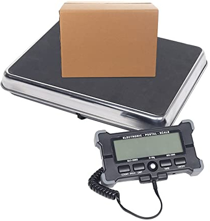 Bilancia da tavolo fino a 200 kg, in acciaio inox, robusta, con display HD/rete e funzionamento a batteria, per servizi di corriere, logistica, pesatura dei pacchi